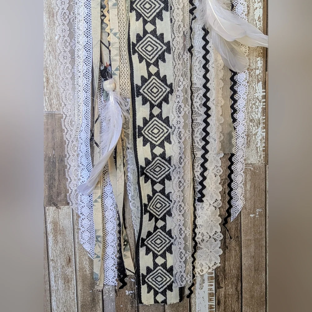 New Handcrafted Boho Dreamcatcher With Rustic Wooden Cross & Feathers - Picture 8 of 9